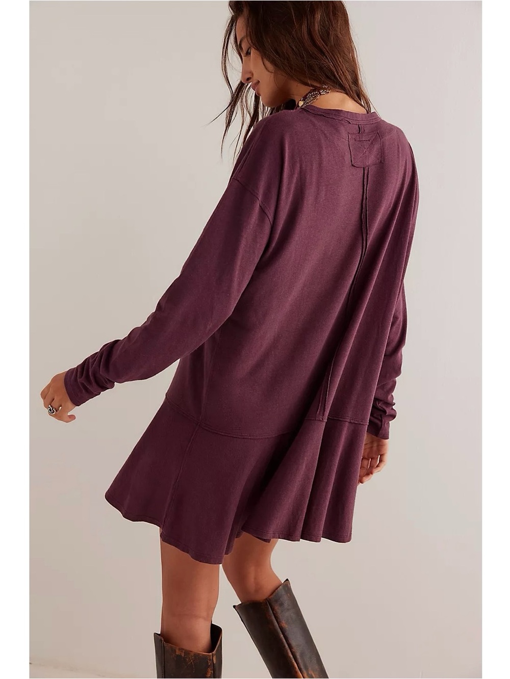 Free People We The Free Paris Tunic / Dress Vineyard Grape Burgundy - Picture 2 of 13